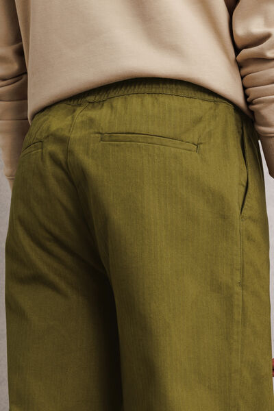 Pantalon tapered taille &eacute;lastiqu&eacute;e 100% coton