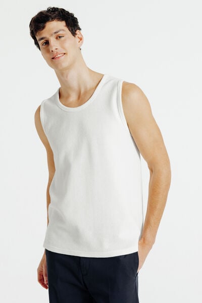 Mouwloos hemdje in getextureerde stof