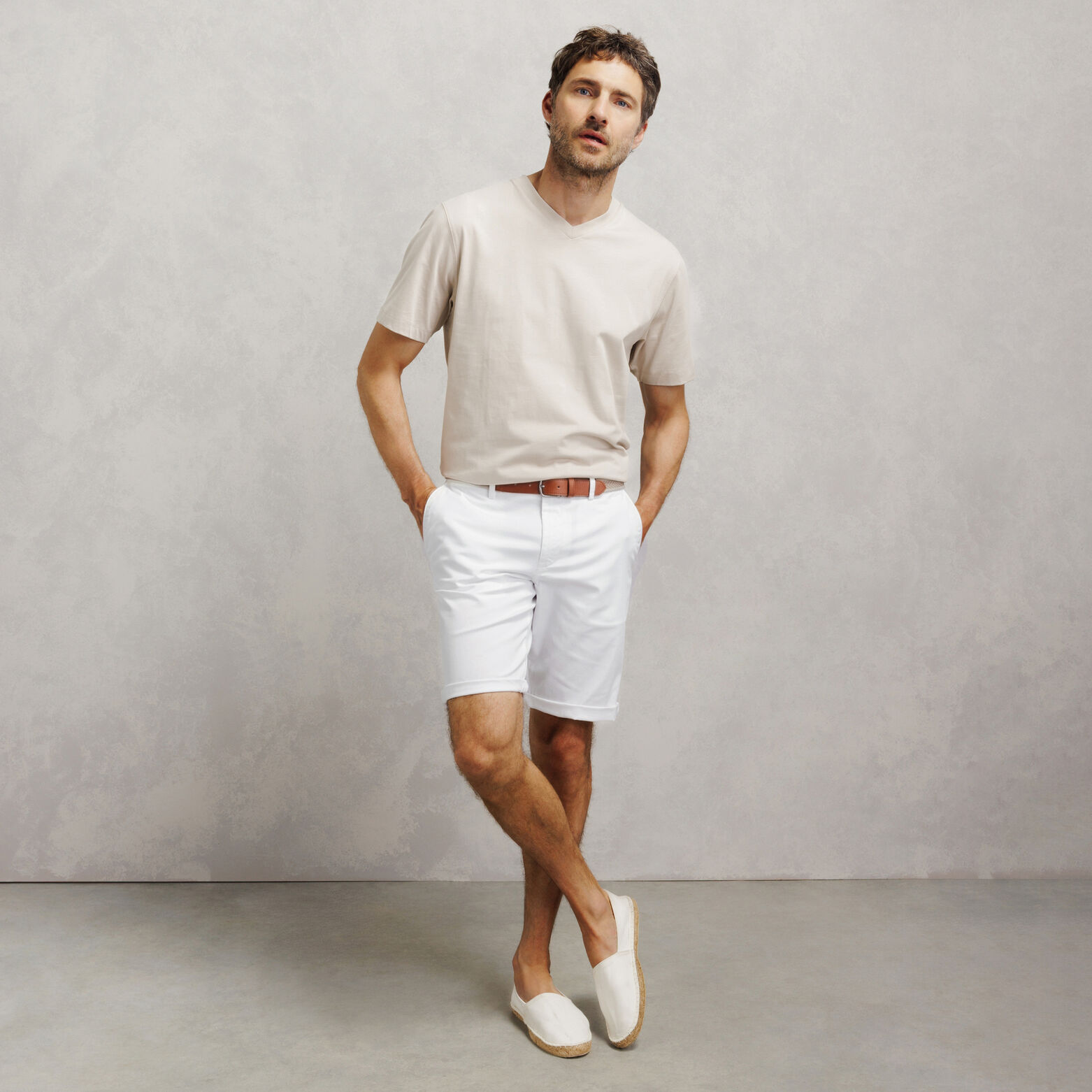 Bermuda chino slim &agrave; ceinture uni