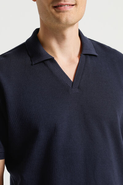 Polo korte mouwen met resortkraag in ribstof