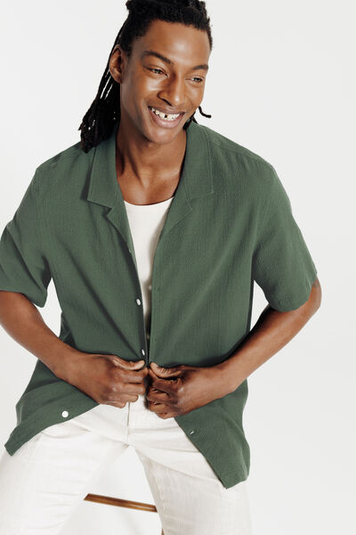 Chemisette en coton seersucker unie