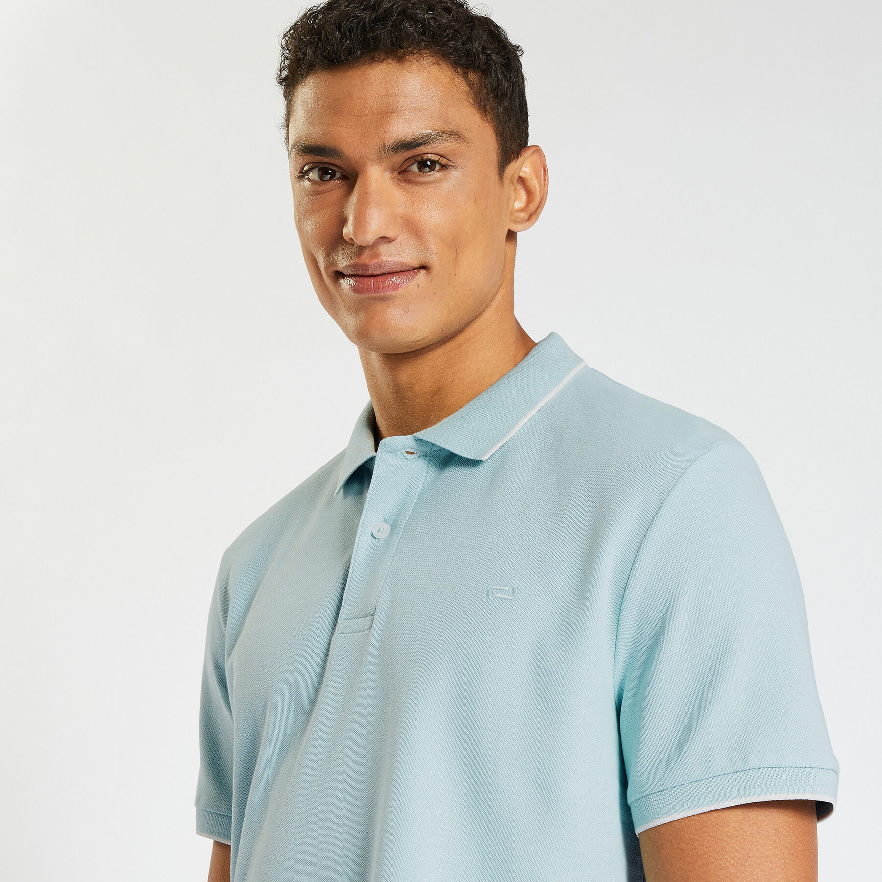 Polo manches courtes uni le parfait by Jules Bleu turquoise Jules