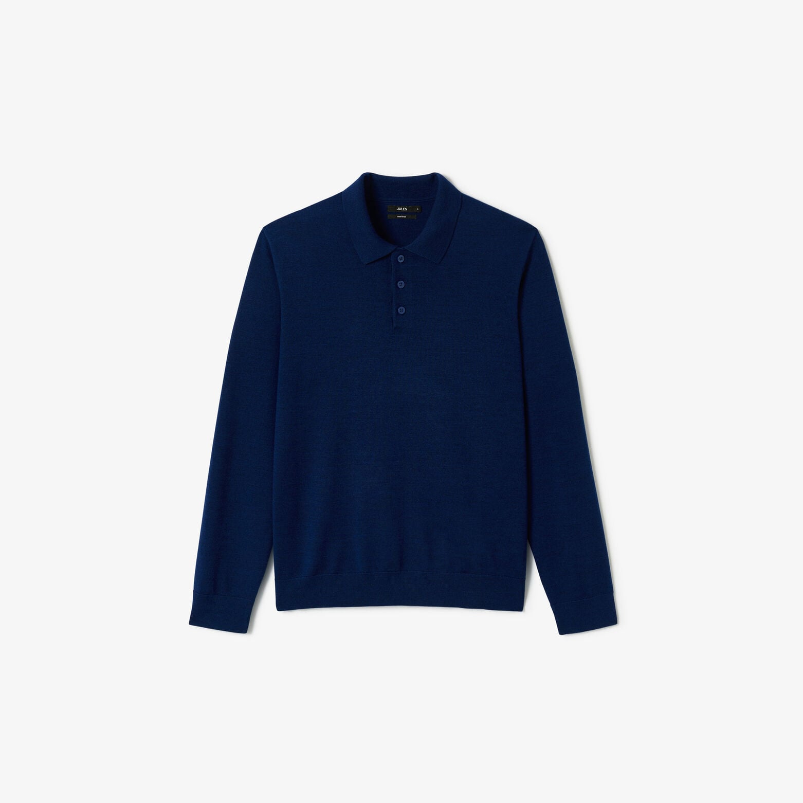 Pull col polo boutonn&eacute; 100% m&eacute;rinos