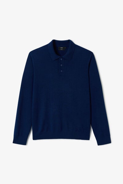 Pull col polo boutonn&eacute; 100% m&eacute;rinos