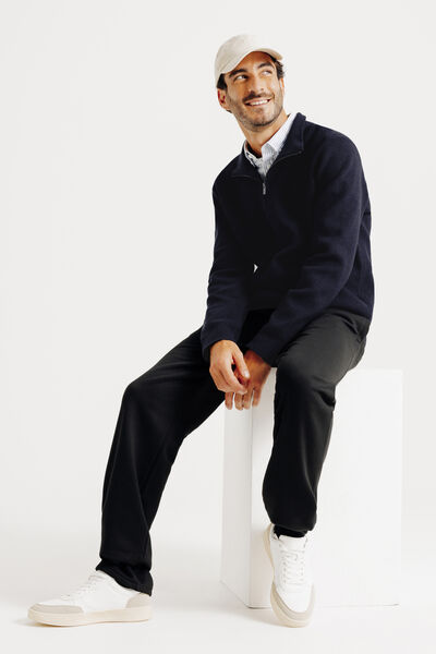 Pull col montant zippé gaufré