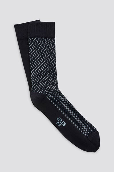 Lot de 2 paires de chaussettes micro motif fil d'E Bleu
