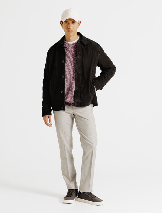 Blouson en cuir col chemise