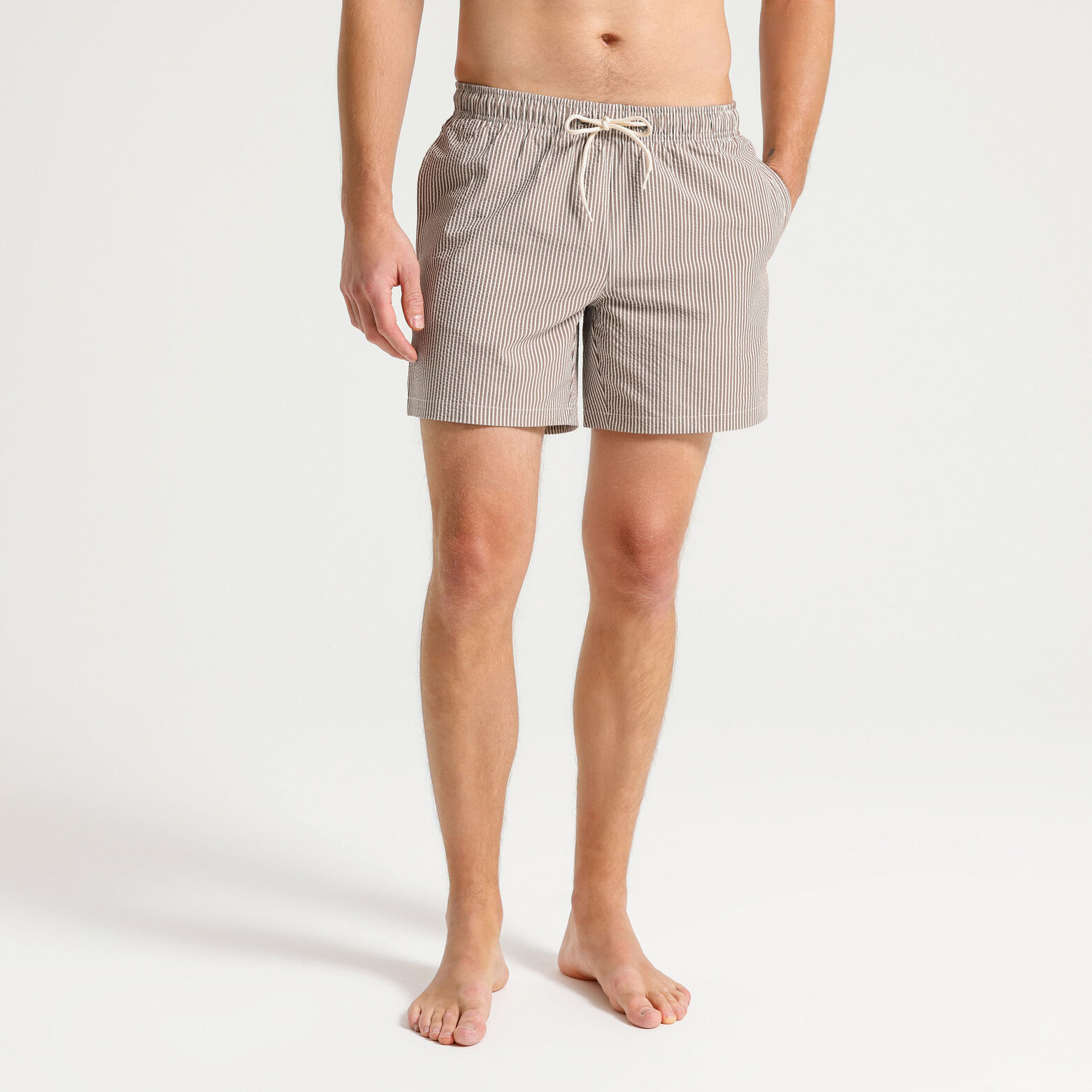 Gestreepte zwemshort in seersucker