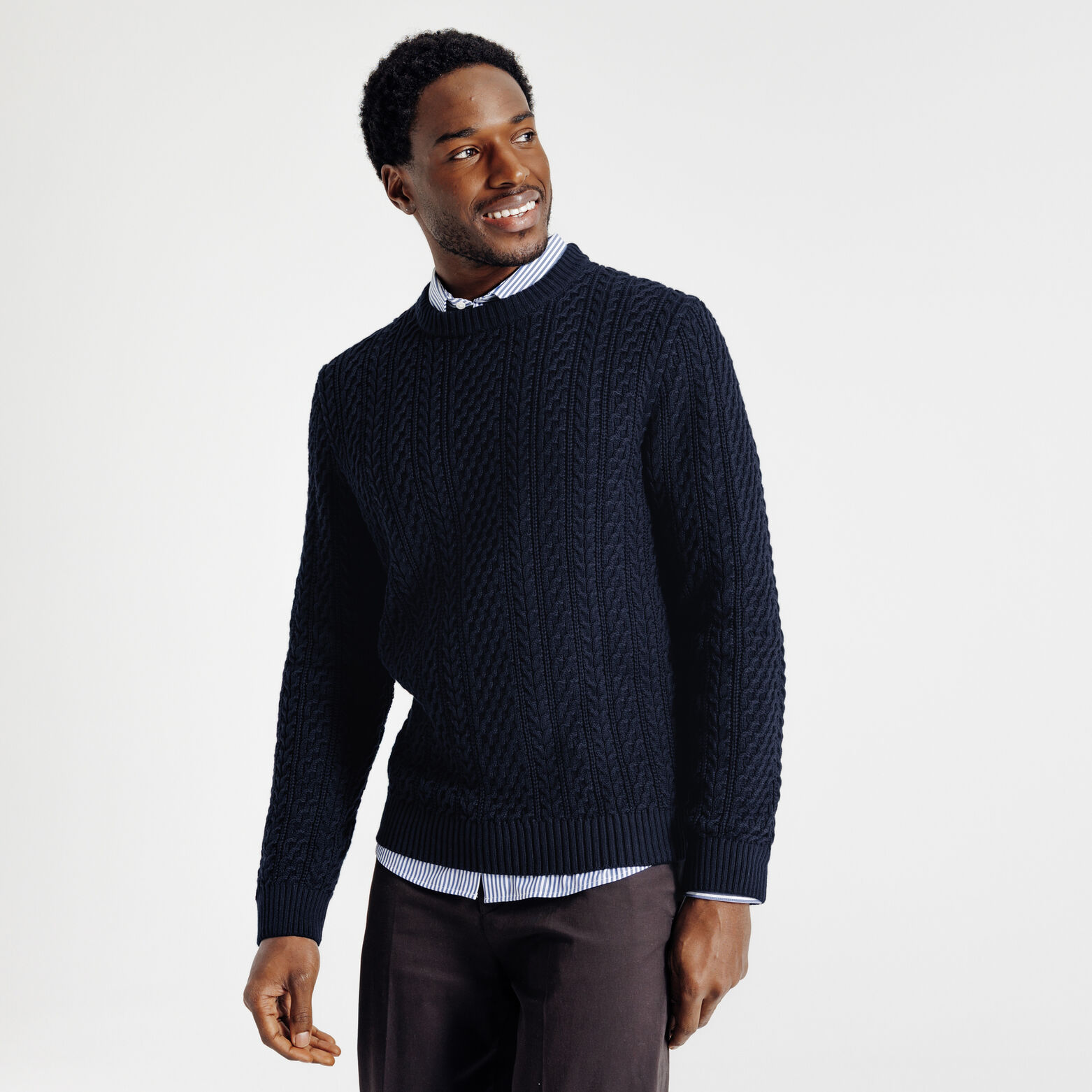 Pull col rond torsadé