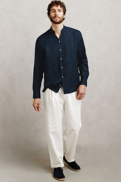 Chemise 100% lin col mao regular unie