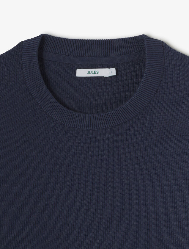 Pull col rond jeux de points fantaisie