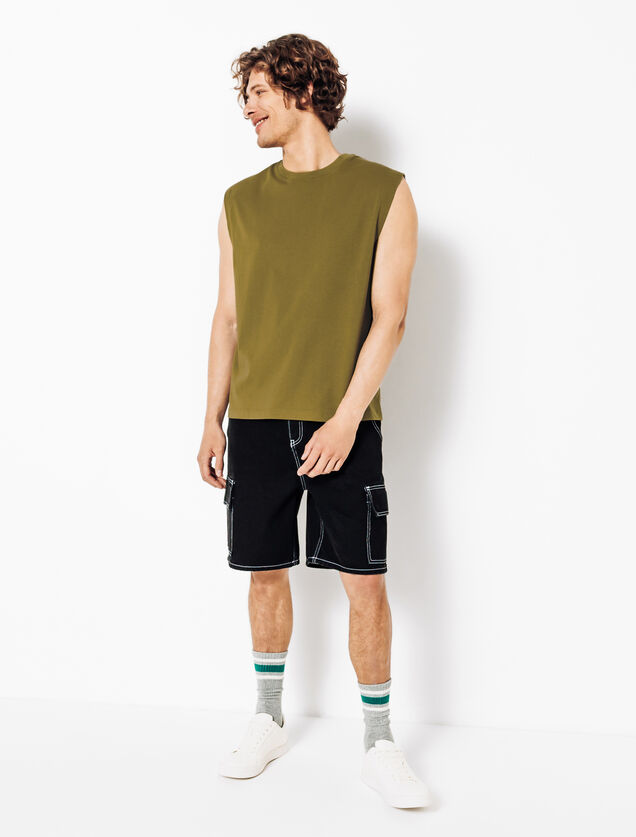 Effen mouwloos hemdje met ronde hals in katoen