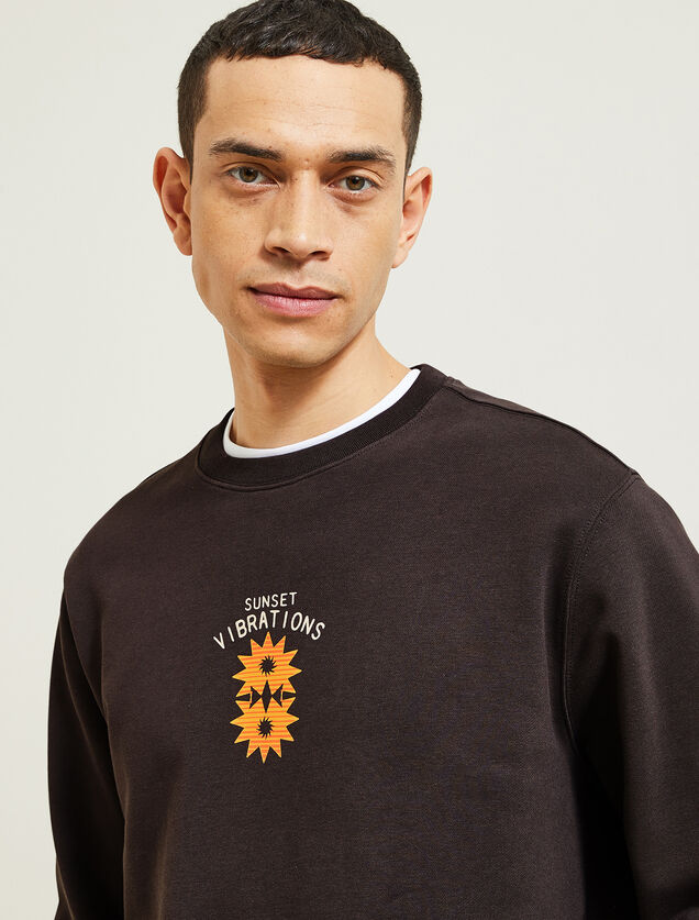 Sweat ras de cou animation devant/dos  soleil