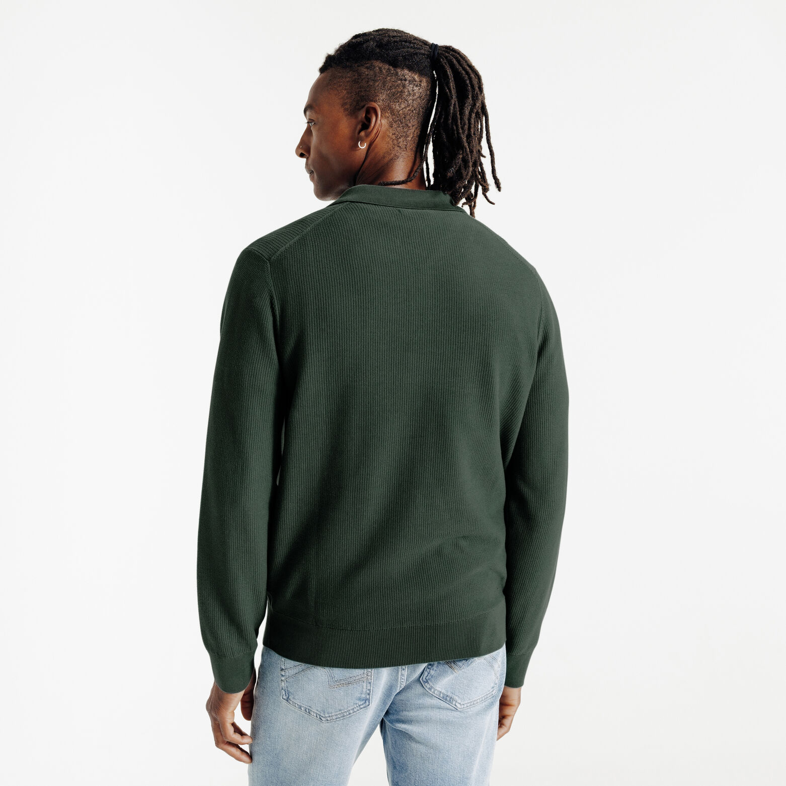 Polo en maille col boutonné jeux de points