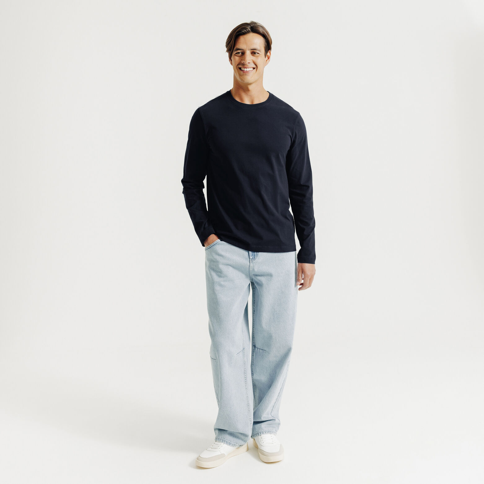 Slim basic T-shirt met ronde hals