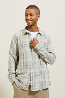 Chemise en coton flanelle &agrave; carreaux