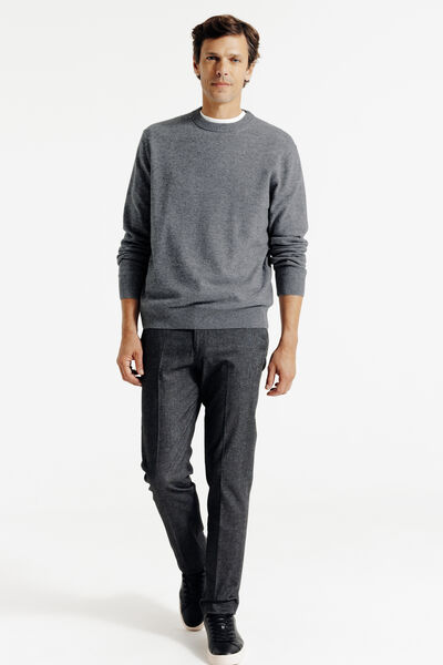 Pull col rond mérinos cachemire