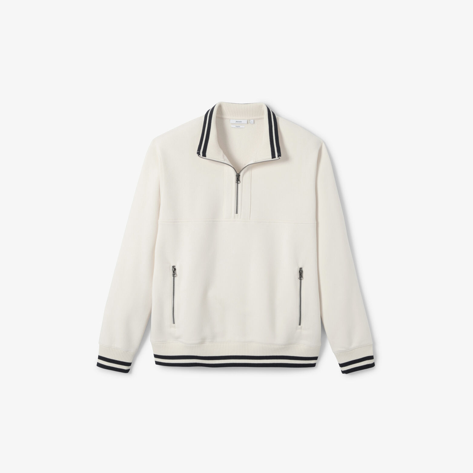 Sweater met rits, opstaande kraag, contrastboord