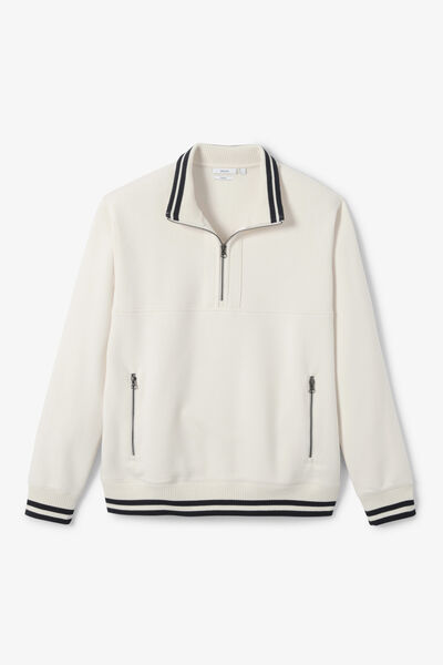 Sweater met rits, opstaande kraag, contrastboord