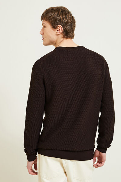 Pull col rond jeux de points fantaisie