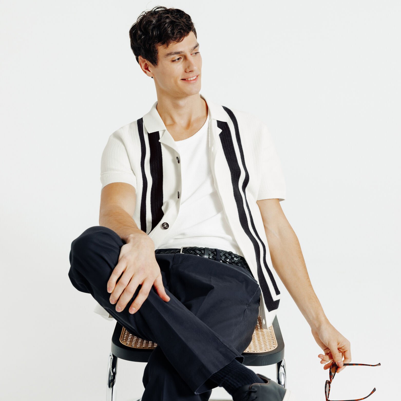 Chemisette en maille col requin ray&eacute;