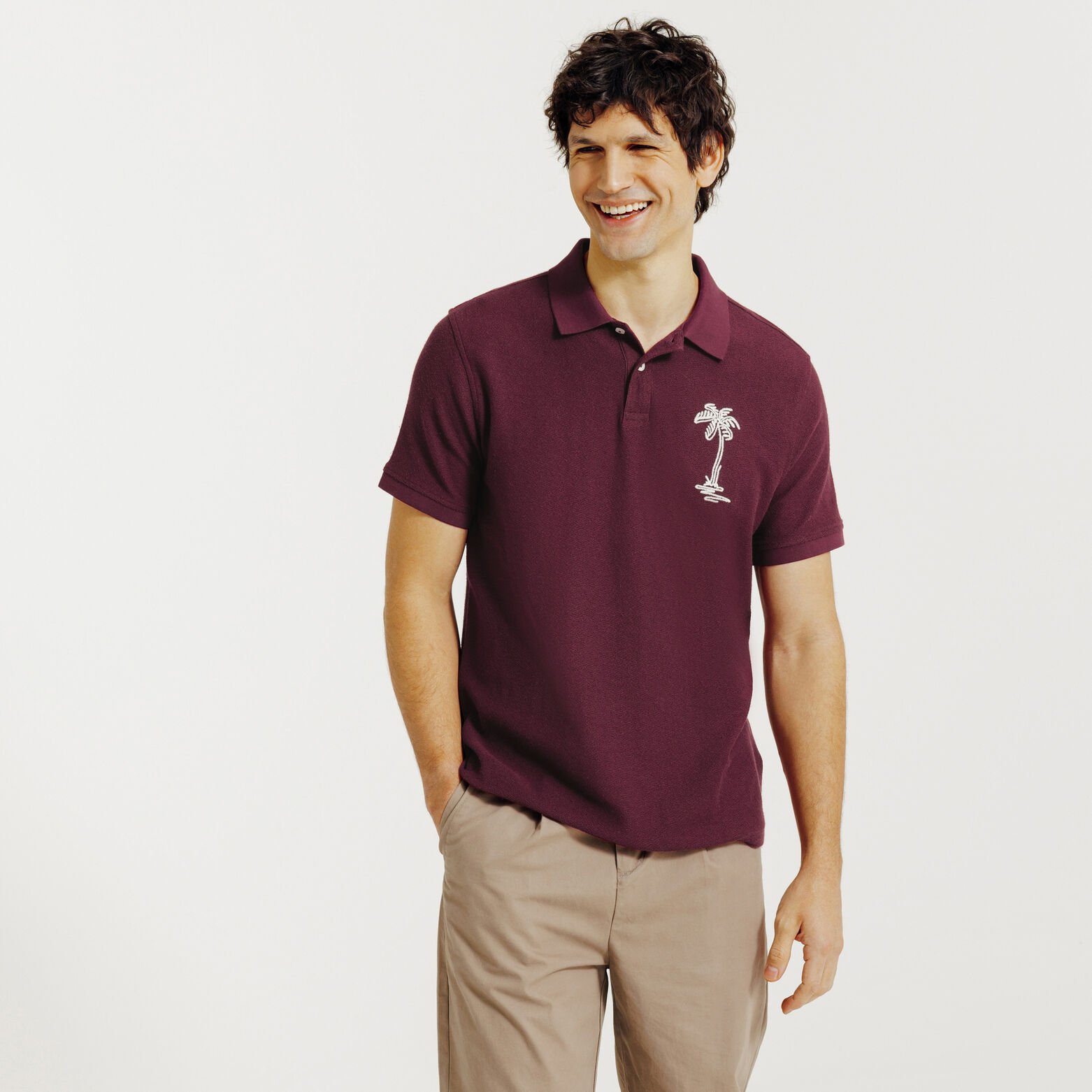 Polo korte mouwen textuur borduursel 