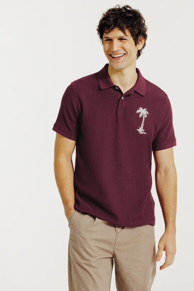 Polo manches courtes textur&eacute; broderie devant dos