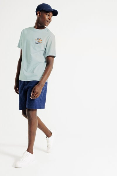 Tee shirt brodé en matière flammée