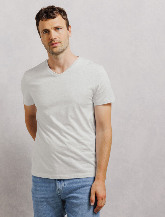 Tee shirt col V en coton