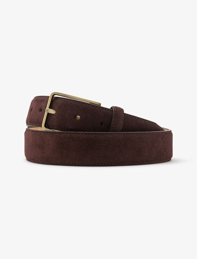 Ceinture en cuir su&egrave;de &agrave; boucle