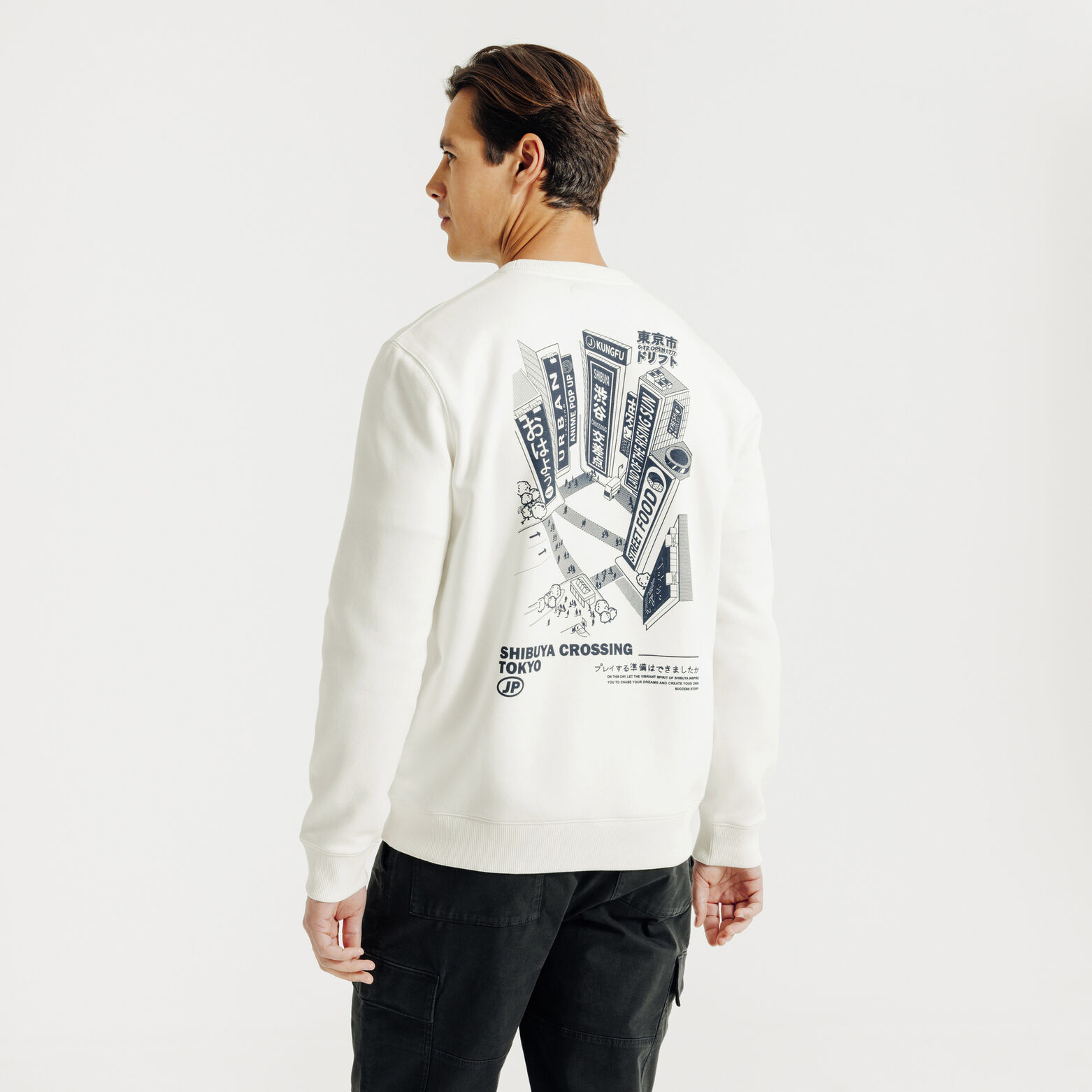 Sweater met ronde hals en print op voor-en achterk