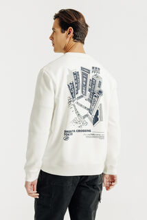 Sweater met ronde hals en print op voor-en achterk