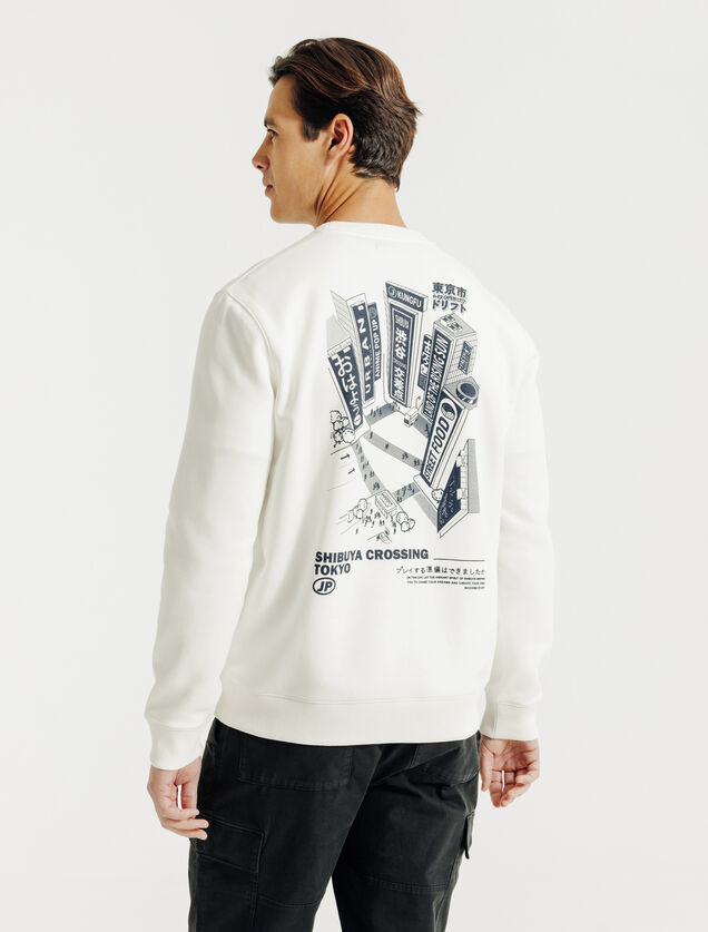 Sweater met ronde hals en print op voor-en achterk
