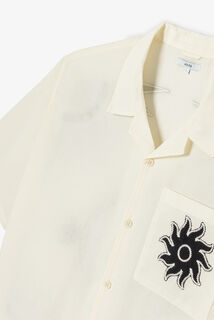 Boxy fit hemdje in geborduurd katoen