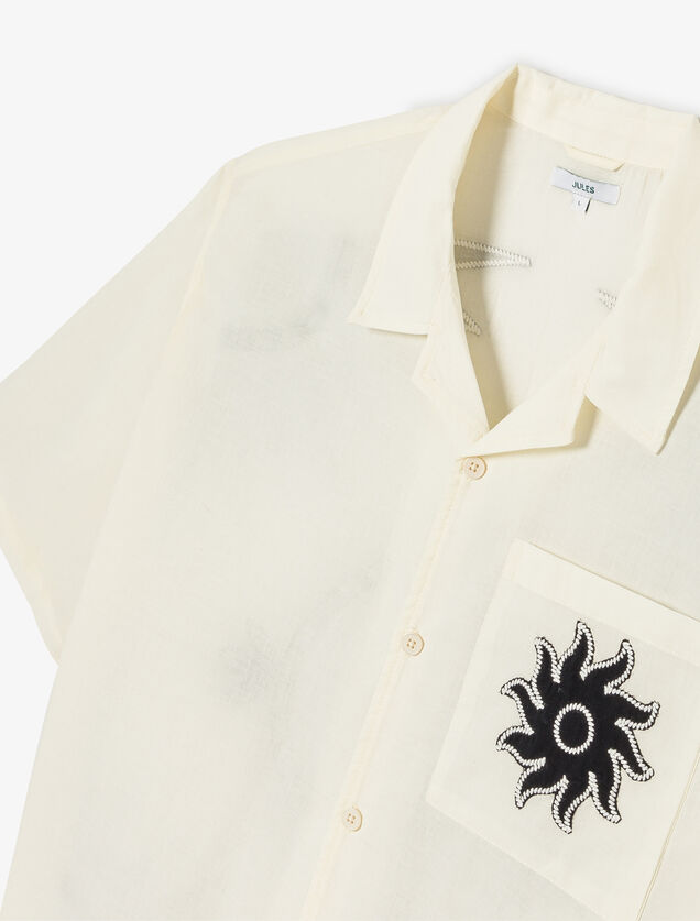 Boxy fit hemdje in geborduurd katoen