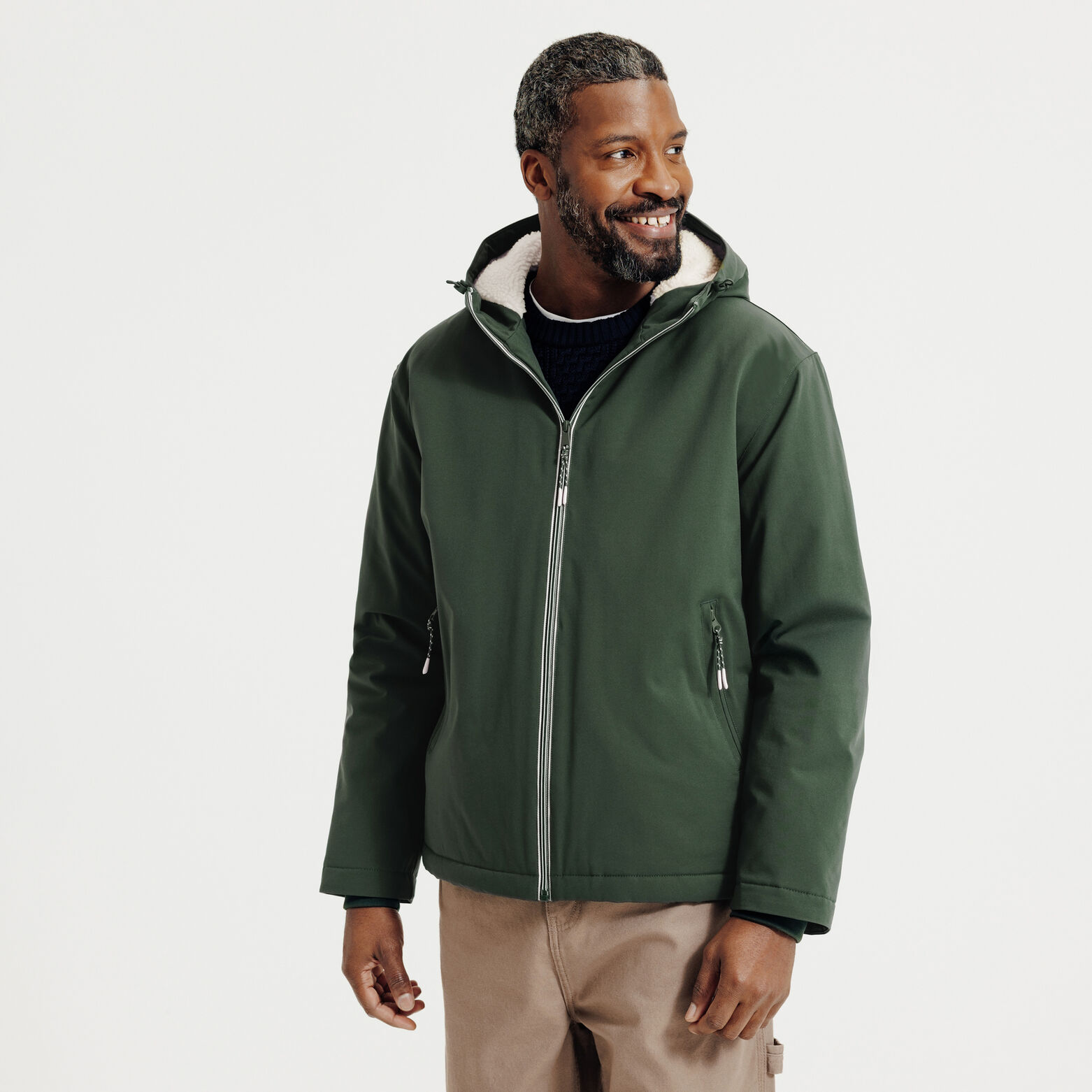 Blouson &agrave; capuche doubl&eacute; en sherpa
