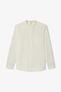 Hemd in katoen en linnen met mao-kraag