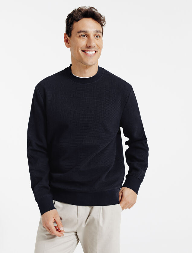 Sweater ronde hals in wafelstructuur