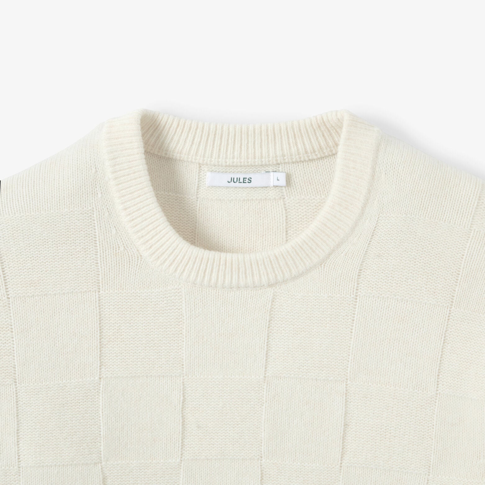 Pull col rond damier