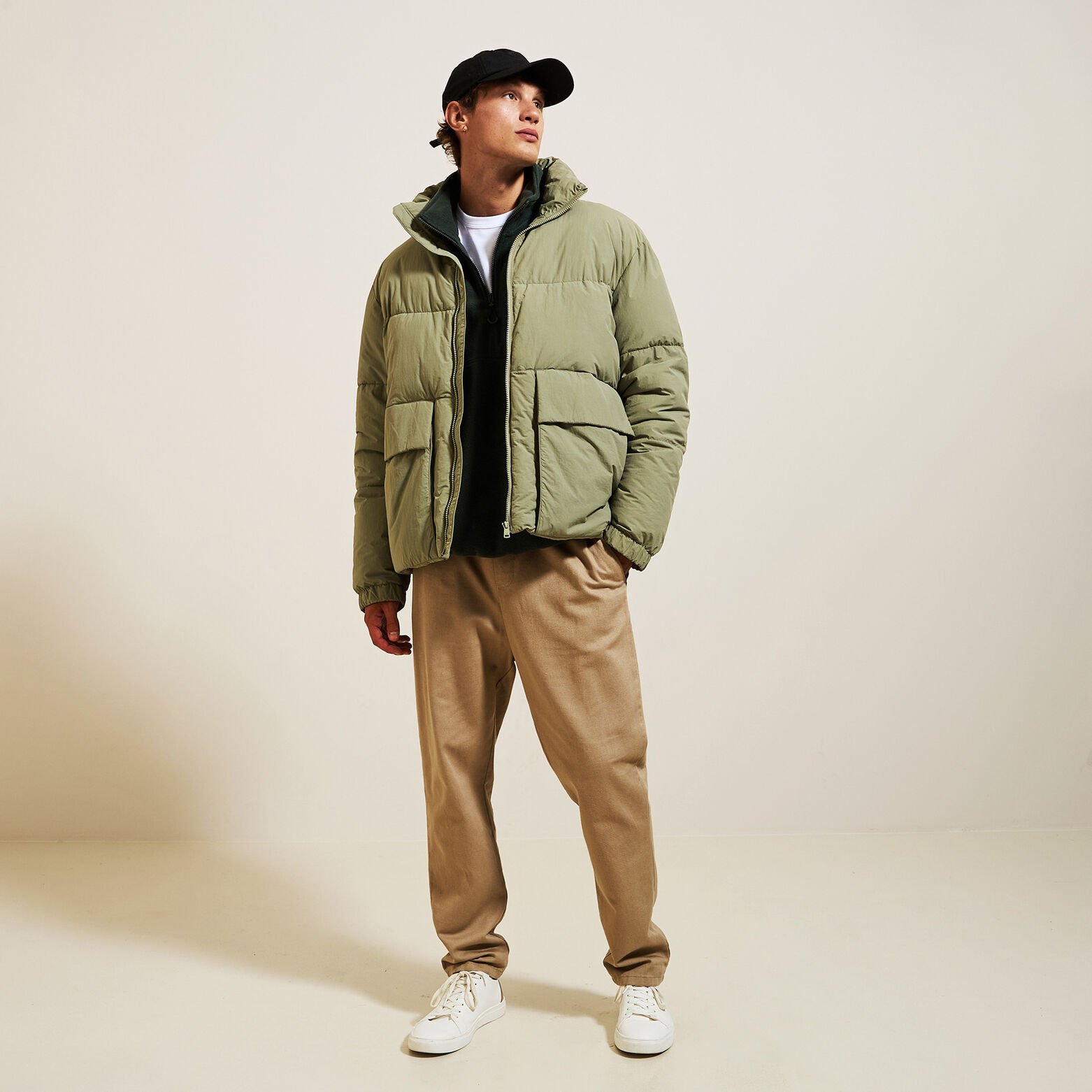 Fleecesweater met opstaande ritskraag