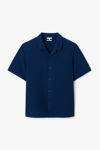 Chemisette gaufr&eacute;e coton unie