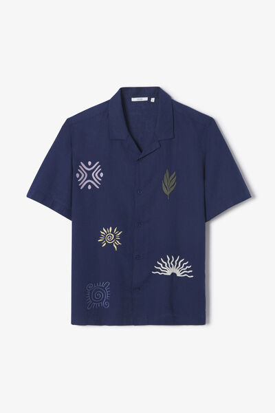 Chemisette en coton lin brod&eacute;e