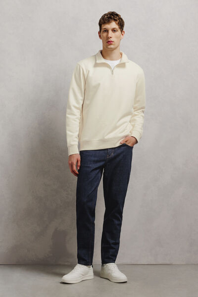 Effen sweater met ritskraag