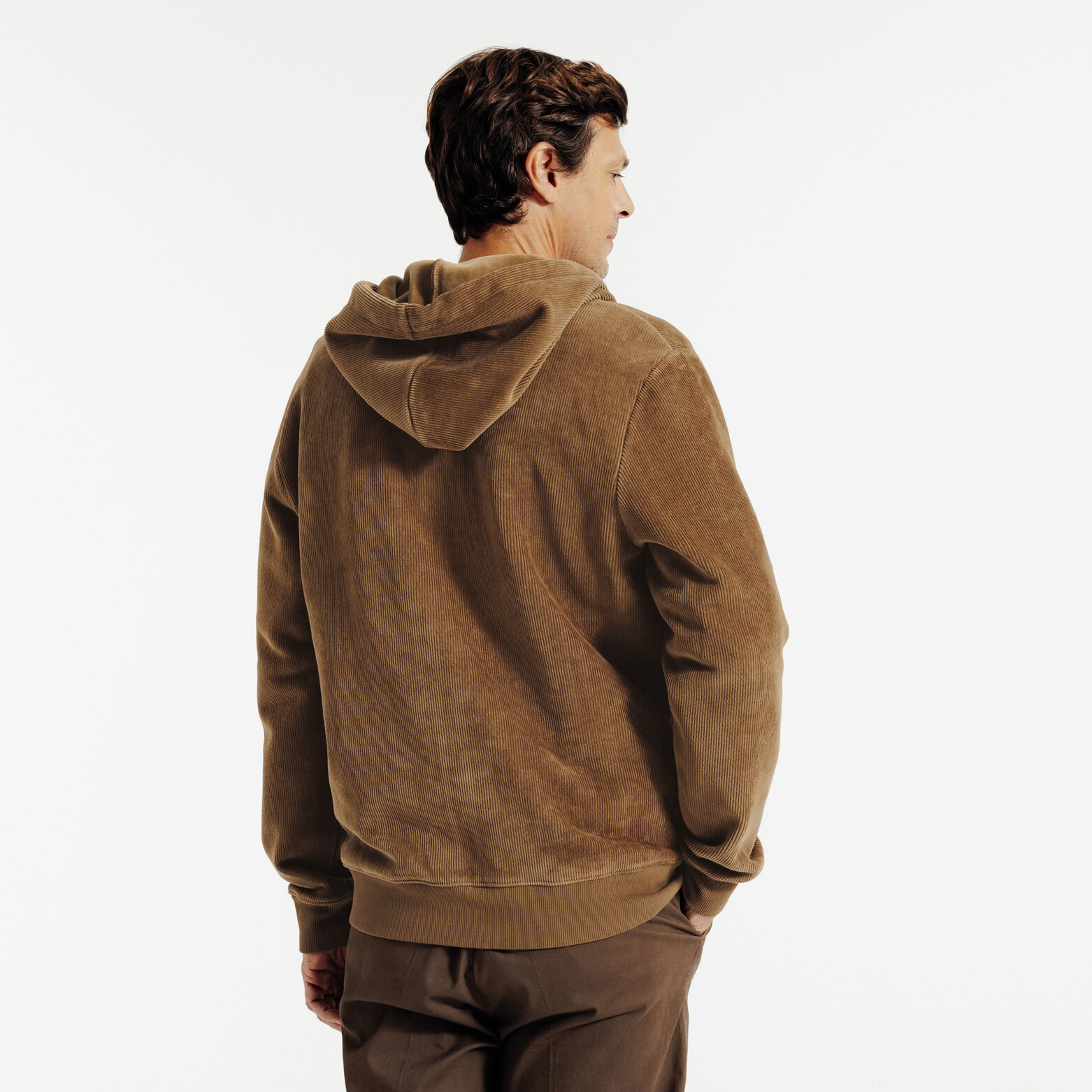 Sweater met kap en rits in fluweel