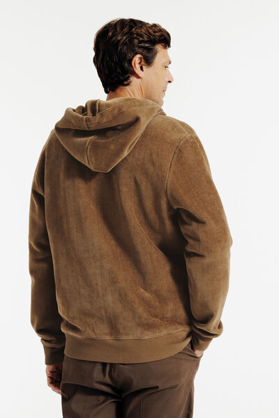 Sweater met kap en rits in fluweel