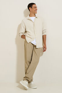 Chemise en gaze de coton unie col boutonn&eacute;