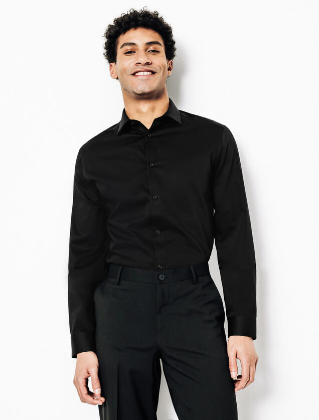Chemise sans repassage en coton unie slim