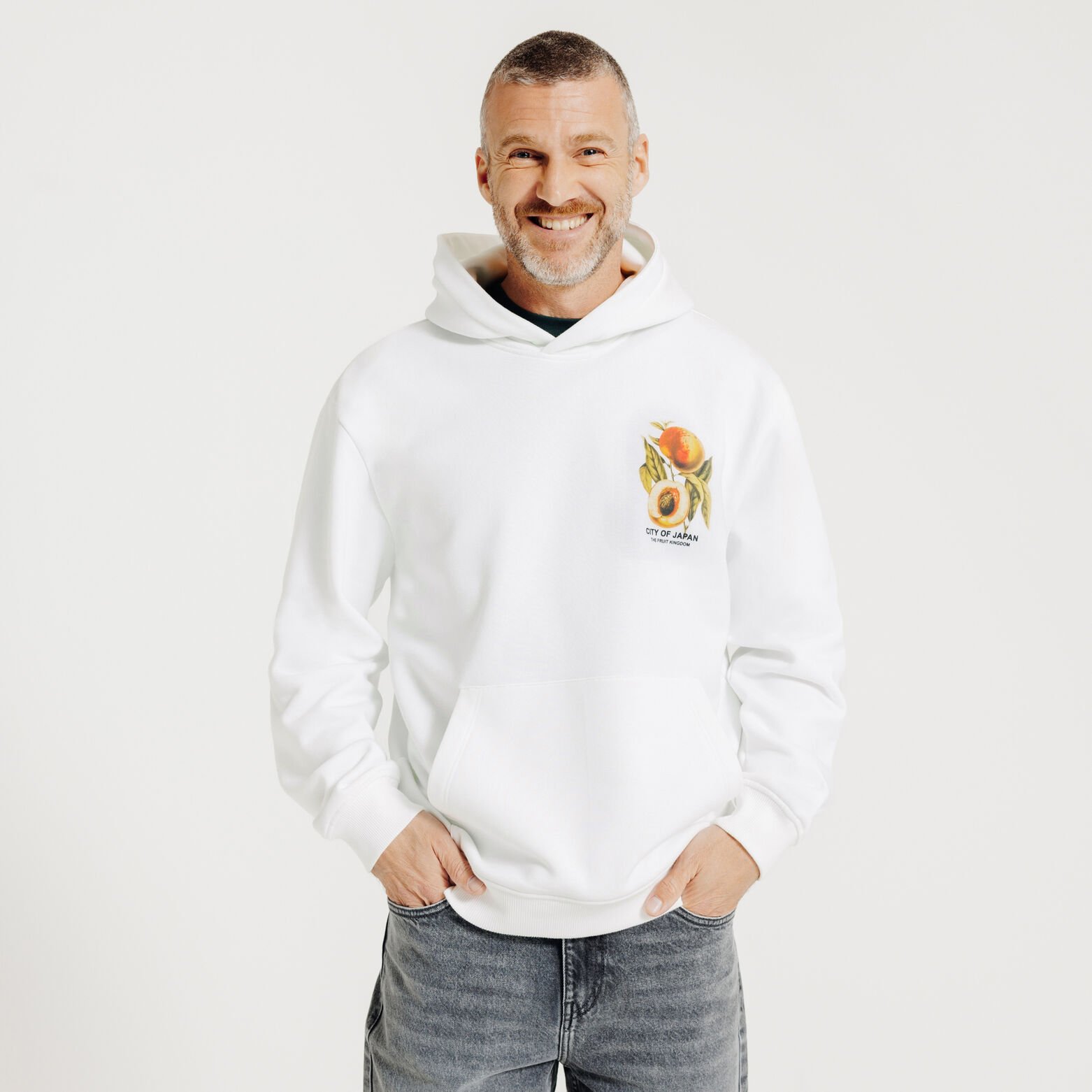 Sweat &agrave; capuche imprim&eacute; japonais devant dos