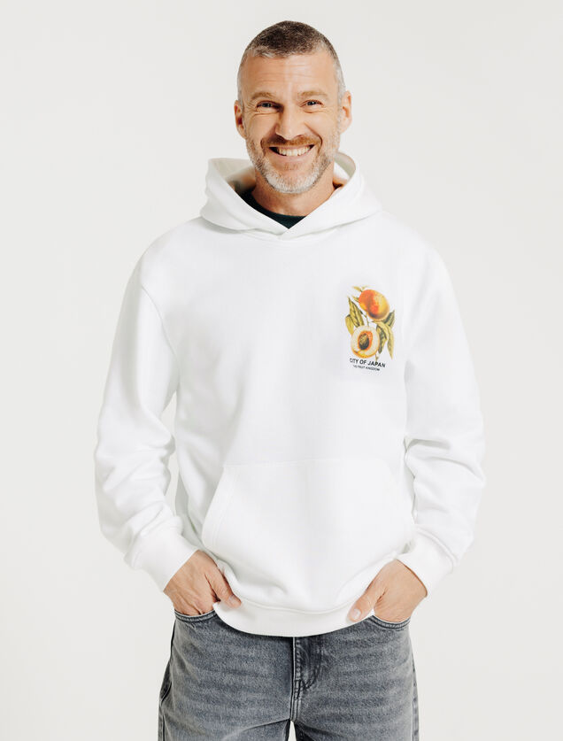 Sweater met kap en Japanse print voor-en achteraan