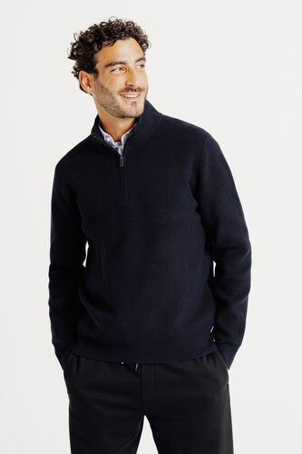 Pull col montant zippé gaufré